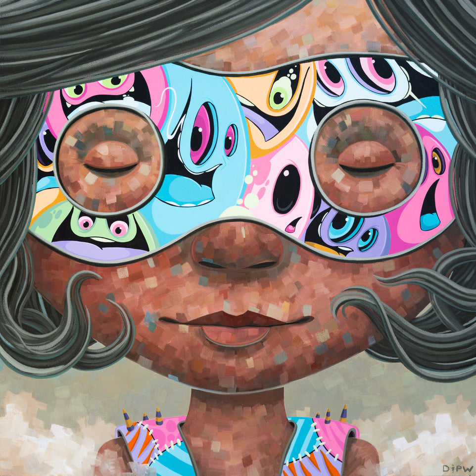 Dreaming in the Patchwork by Nathan Durfee and Patch Whiskey, collage portrait painting