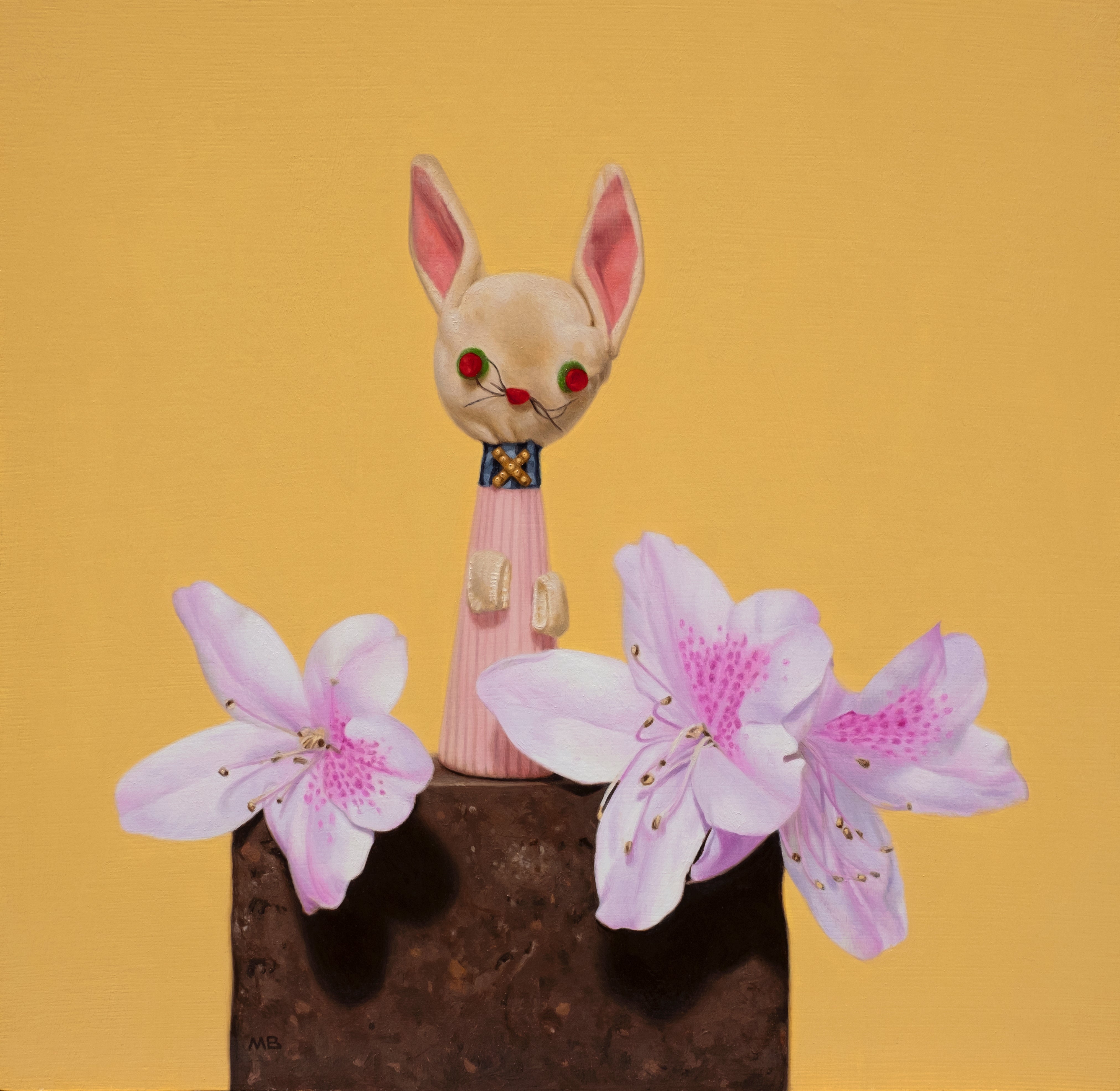 cat and flowers painting