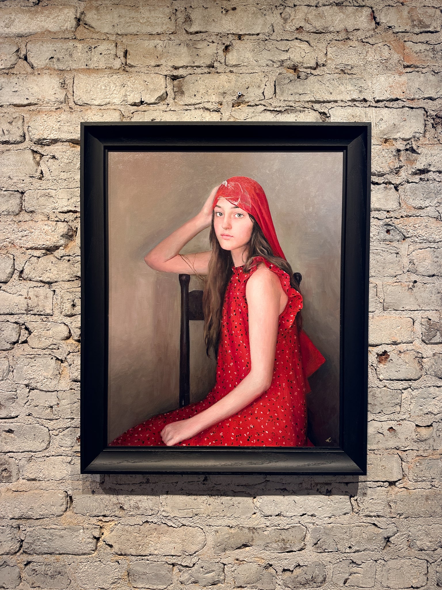 girl in a red dress painting