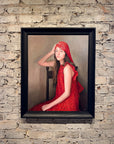 girl in a red dress painting