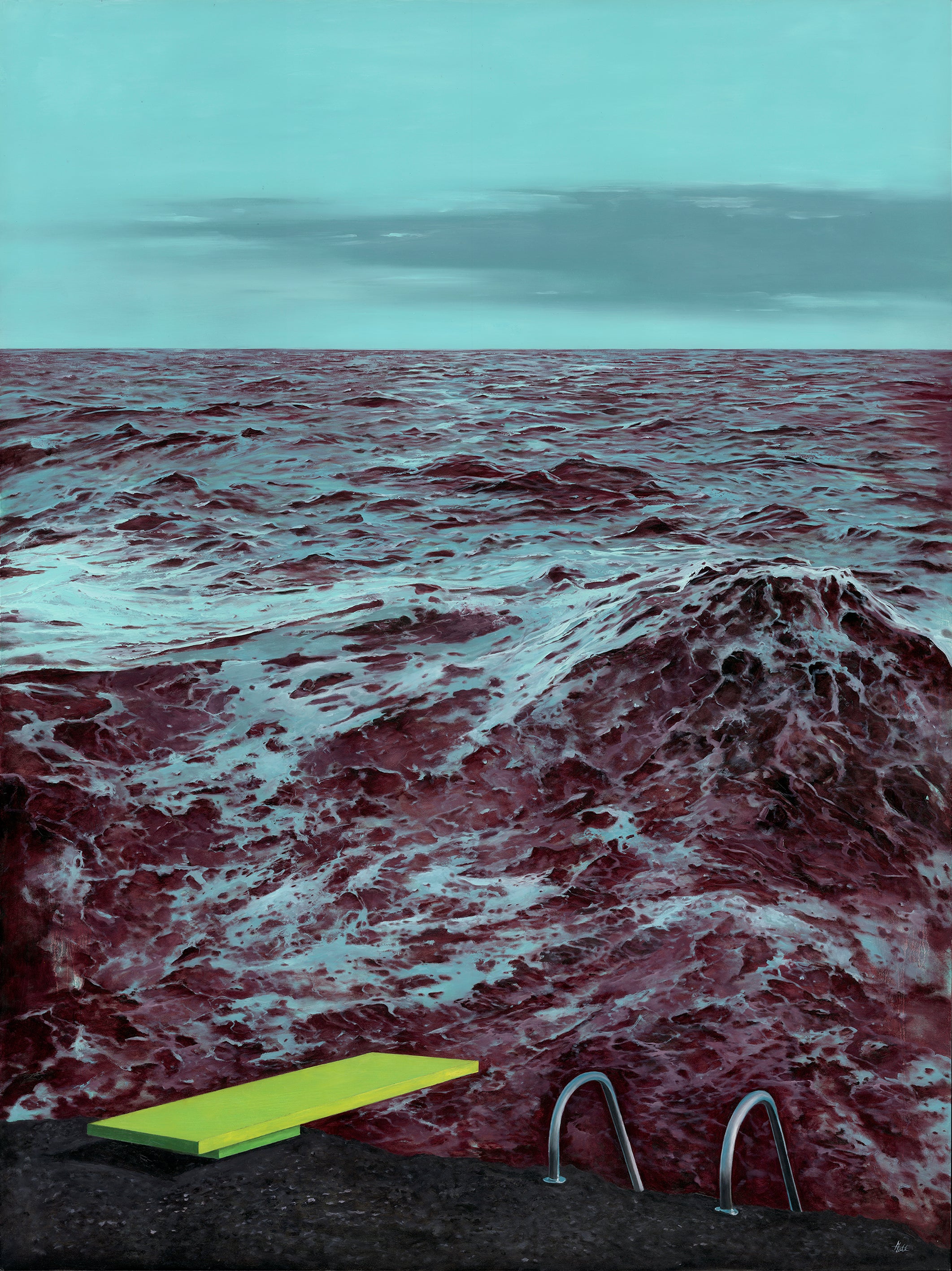 ladder by the sea painting