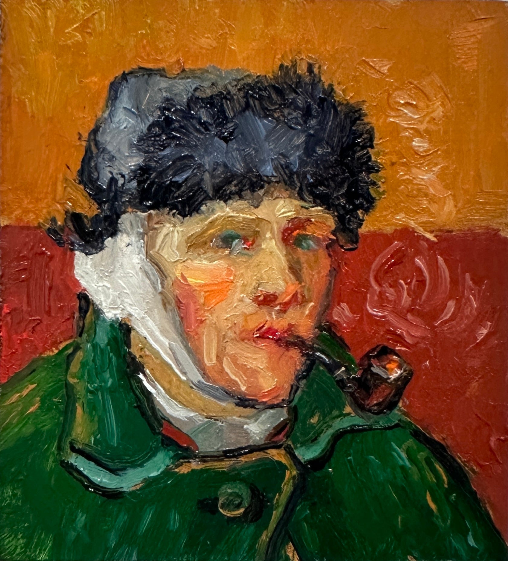 Self Portrait with Bandaged Ear and Pipe
