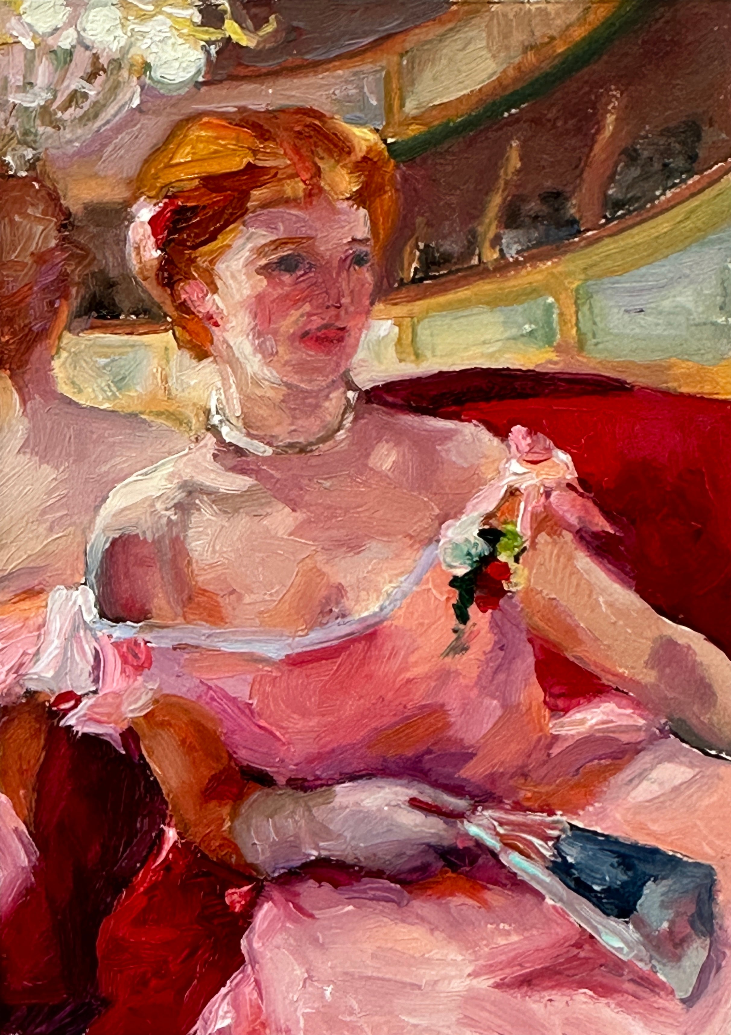 Woman with a Pear Necklace in a Loge