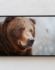 Hummingbear by Robert Lange, Bear and Hummingbird Painting, framed