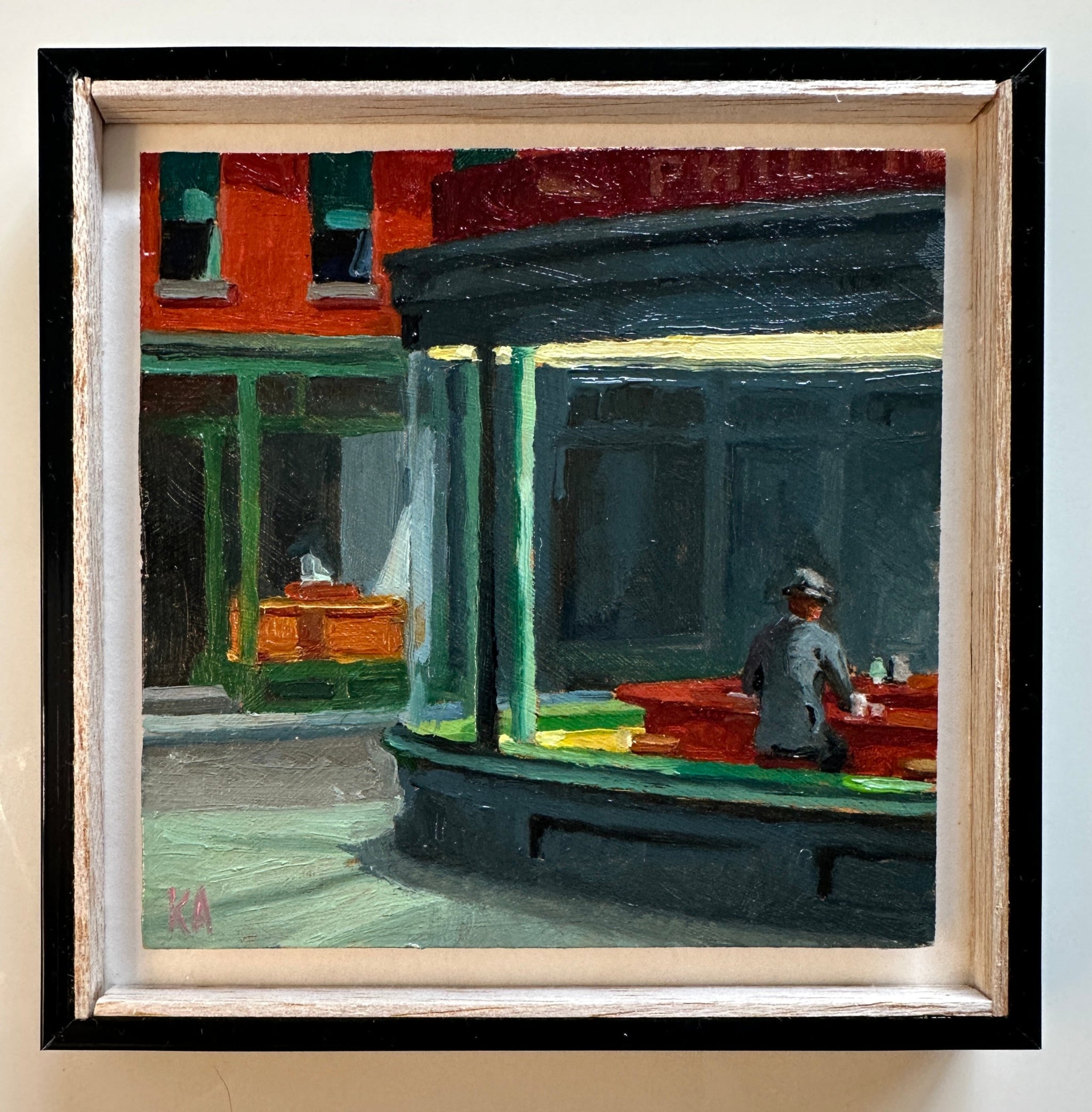 "Mini Nighthawks" after Edward Hopper