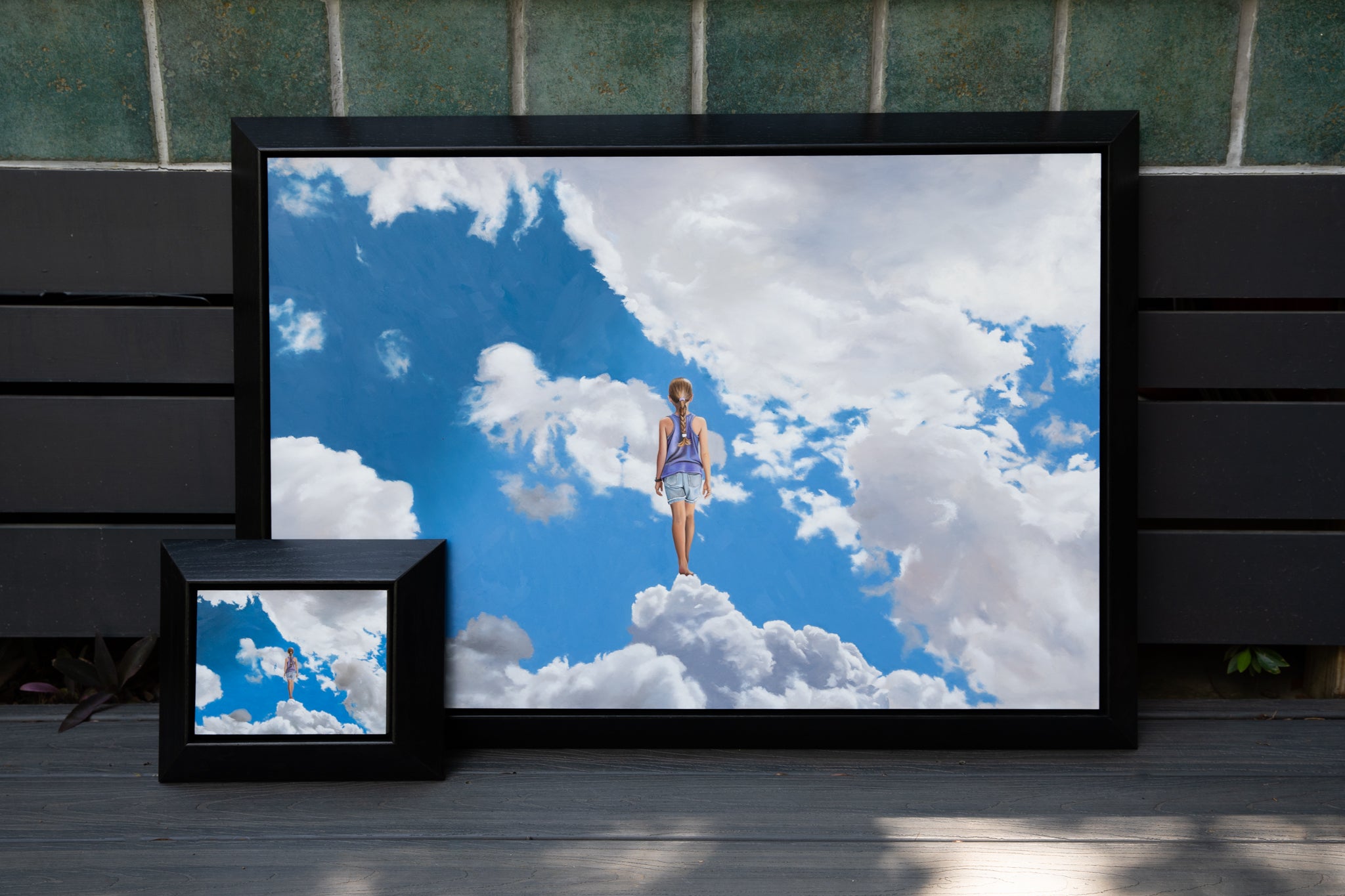 girl in the clouds painting