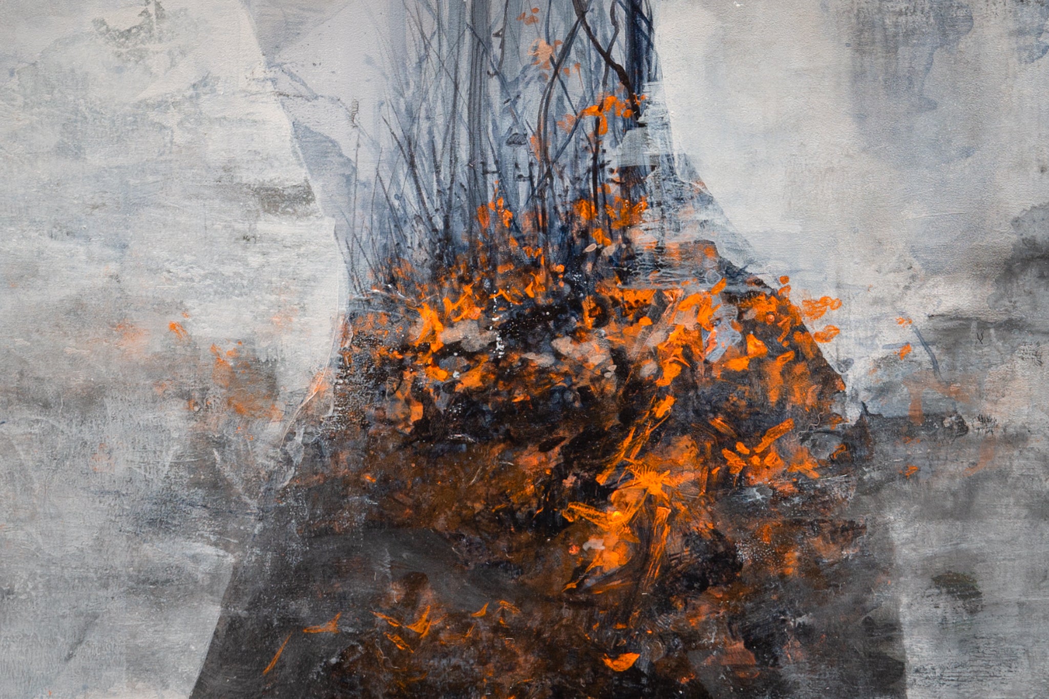 Nature Whispers, painting with whispering woman by Megan Aline - details