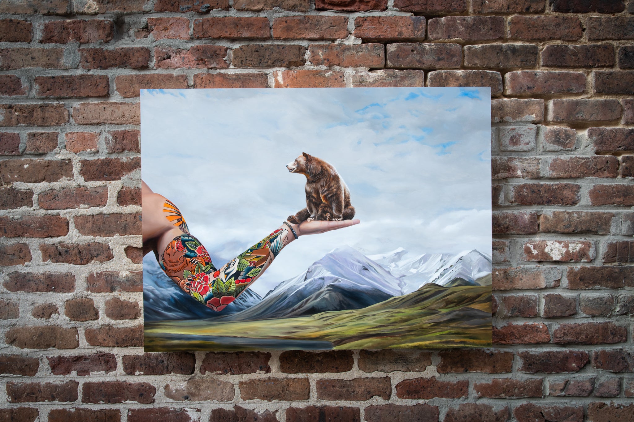 The Great Unknown, painting by Robert Lange, on brick wall