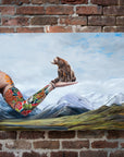 The Great Unknown, painting by Robert Lange, on brick wall
