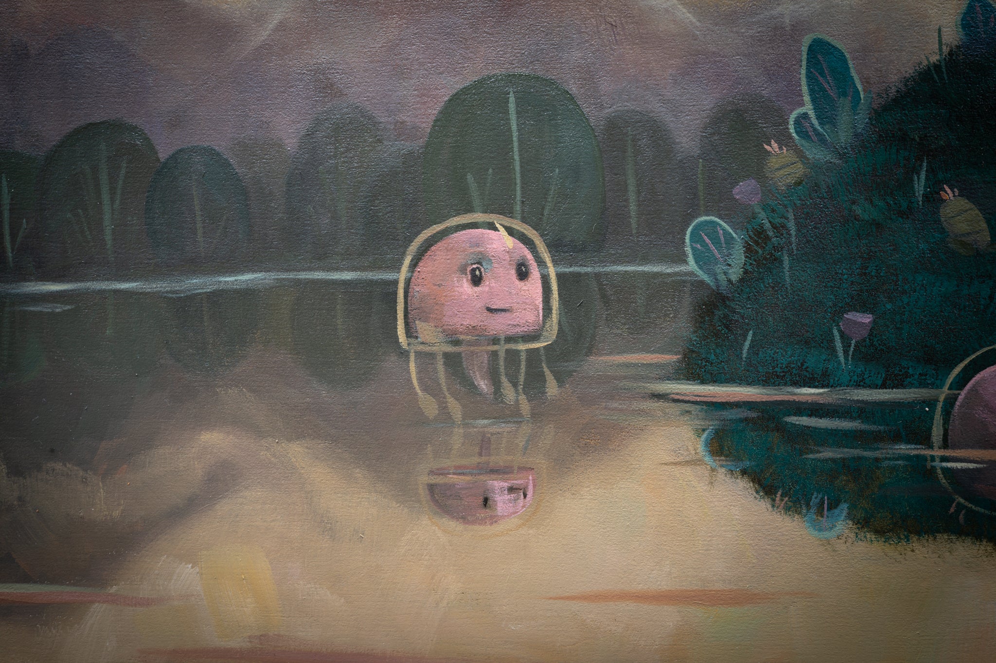 Sprucing Up the Sunfish by Nathan Durfee, painting with sunfish spaceship, details