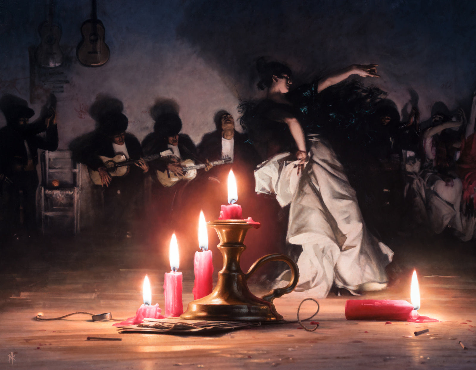 candlestick on the floor painting