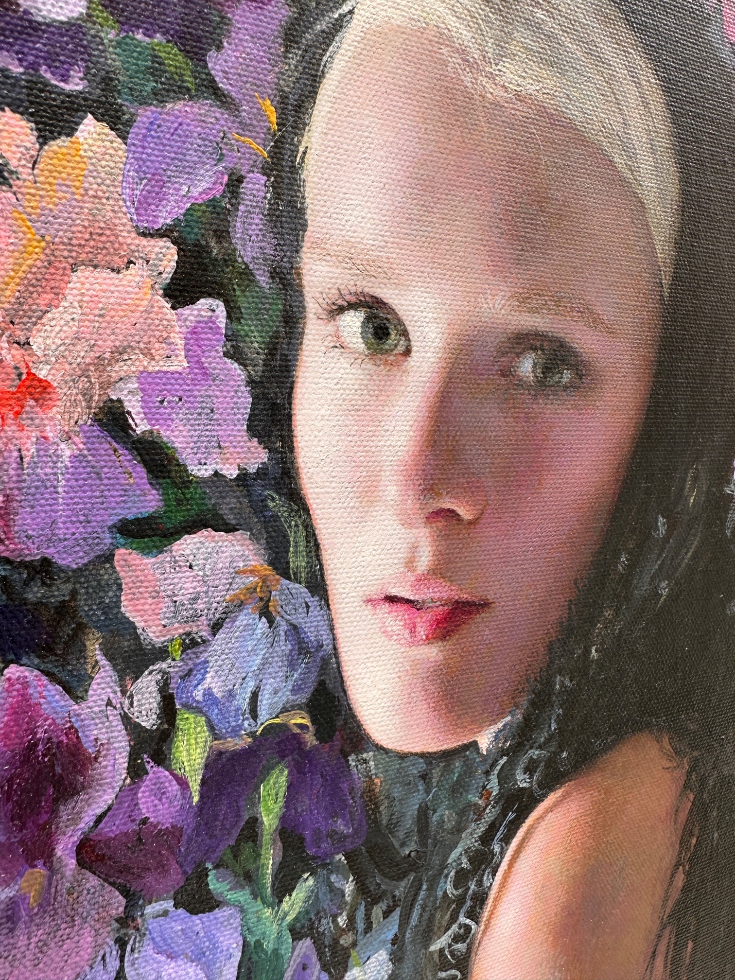 woman with irises painting