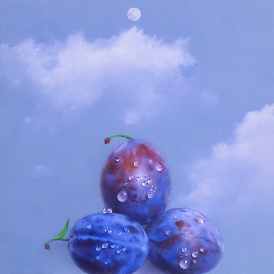 plums and moon painting